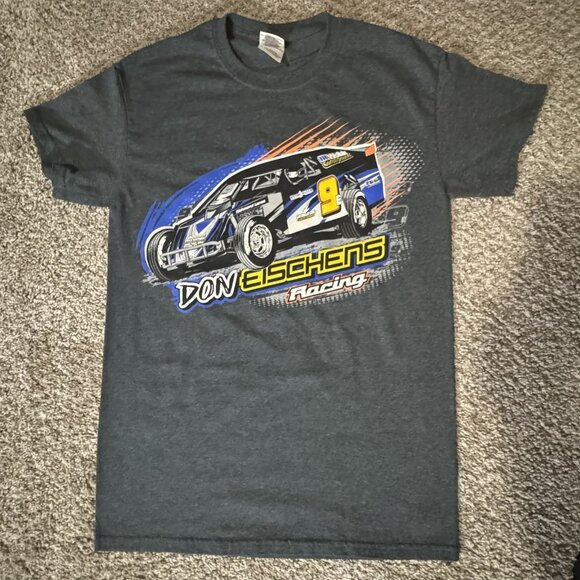 Don Eischens Racing Shirt Small Gray Short Sleeve Dirt Track Car Tee Gildan Mens - Picture 1 of 6